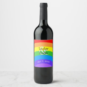Personalizable Bright Rainbow Wine Label