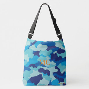 Personalizable Camo Camouflage Blue Green Clouds Crossbody Bag