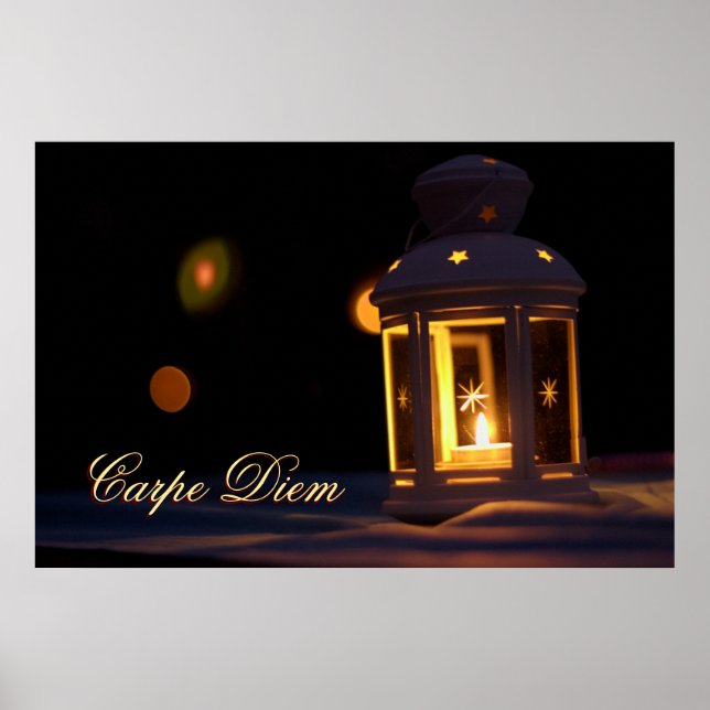 Personalizable Carpe Diem with shiny candle light Poster (Front)
