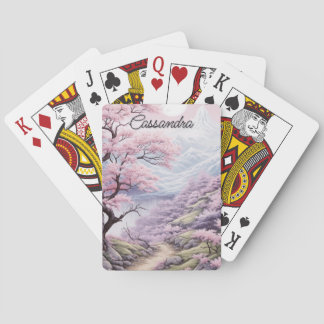 Personalizable Cherry Blossom Landscape Playing Cards