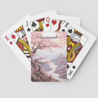 Personalizable Cherry Blossom Landscape Playing Cards