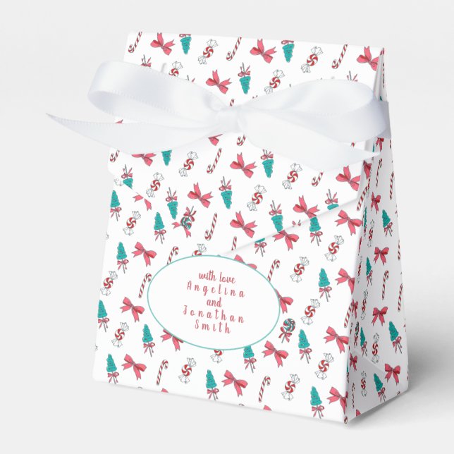 Personalizable Christmas Candy Cane Pattern Favour Box (Front Side)