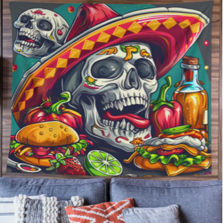 Personalizable Cinco de Mayo Skull Tapestry
