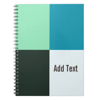 Personalizable Coal Ivory Teal Blue Turquoise Spiral Notebook
