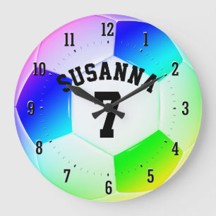 Personalizable Colourful Soccer   Football Gift Large Clock
