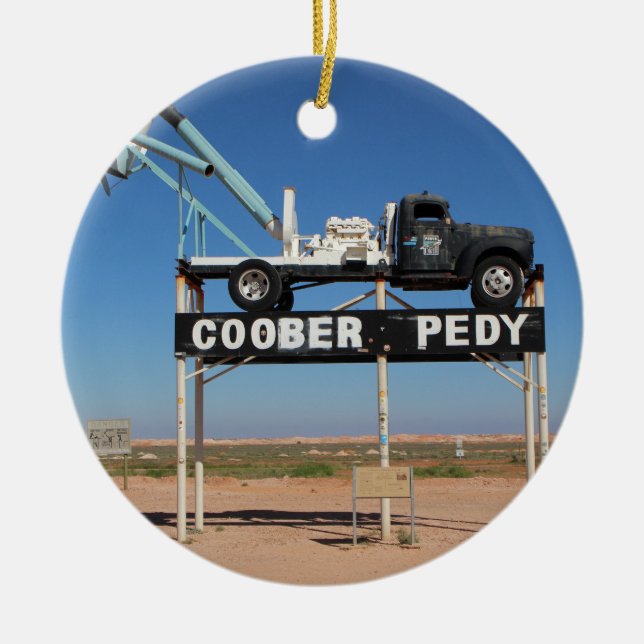 Personalizable Coober Pedy Outback Souvenir Ceramic Tree Decoration (Front)