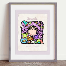Personalizable! Cute Girl Loves Animals Art