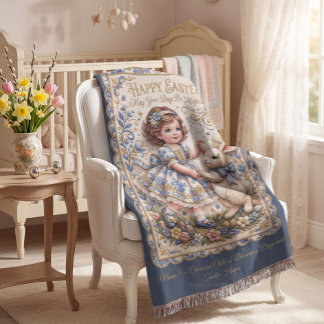 Personalizable  Easter Bunny Baby Blanket