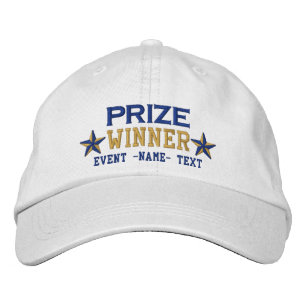 Personalizable Edit Text Prize Winner Embroidery Embroidered Hat