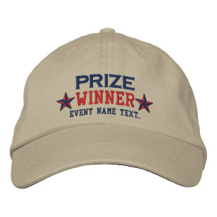Personalizable Edit Text Prize Winner Embroidery Embroidered Hat