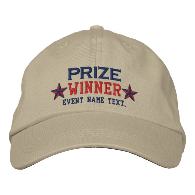 Personalizable Edit Text Prize Winner Embroidery Embroidered Hat (Front)