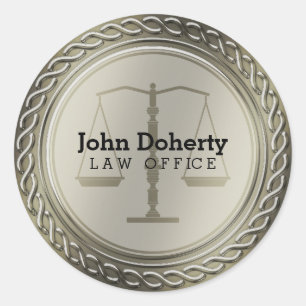 Personalizable Elegant Scales of Justice Classic Round Sticker