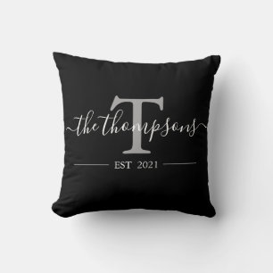 Personalizable Family Name Elegant Calligraphy Cushion