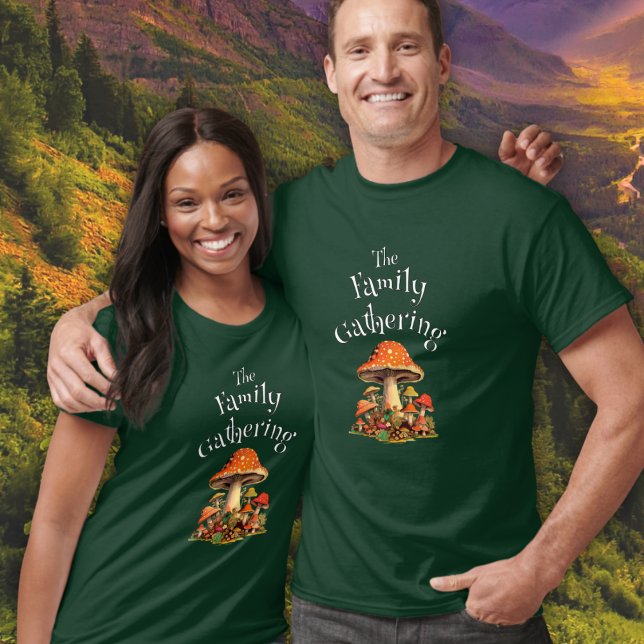 Personalizable Family Reunion Retro Fun Mushrooms T-Shirt (Creator Uploaded)