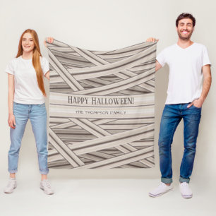 Personalizable Halloween Mummy Stripes Family Name Fleece Blanket