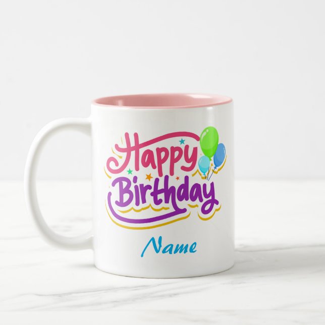 Personalizable Happy Birthday Coffee Mug (Left)