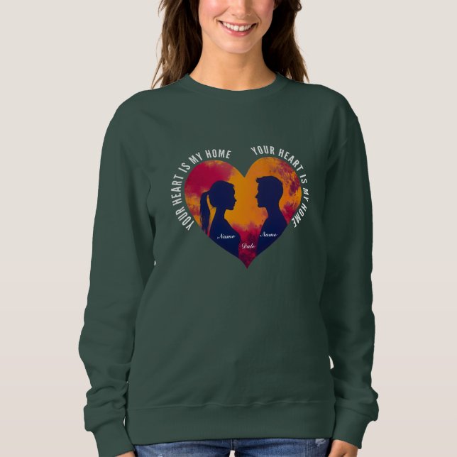 Personalizable Heart Home Romantic Couple Women's  Sweatshirt (Front)