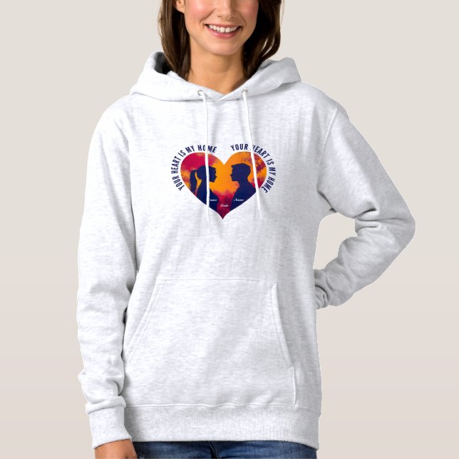 Personalizable Heart Is My Home Couple Silhouette  Hoodie (Front)