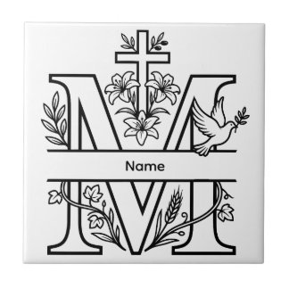Personalizable M Christian Monogram Tile