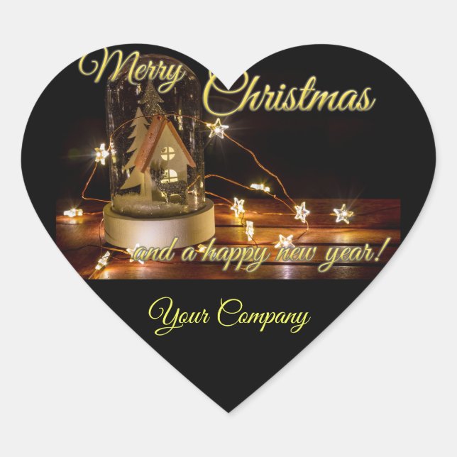 Personalizable Merry Christmas for your customers! Heart Sticker (Front)