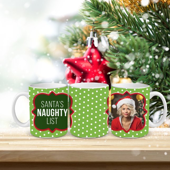 Personalizable "Naughty List" Photo Mug, 11 oz Coffee Mug (Creator Uploaded)