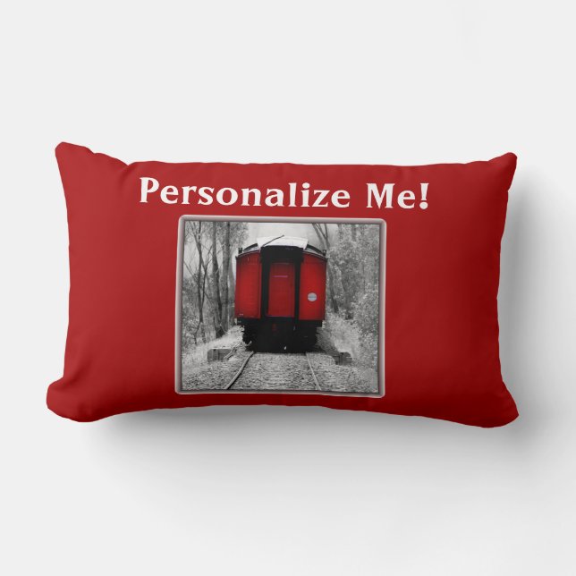 Personalizable Old Fashioned Train Photo Lumbar Pi Cushion (Front)