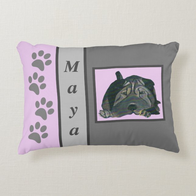 Personalizable Pastel Black Shar Pei  Pillow (Front)