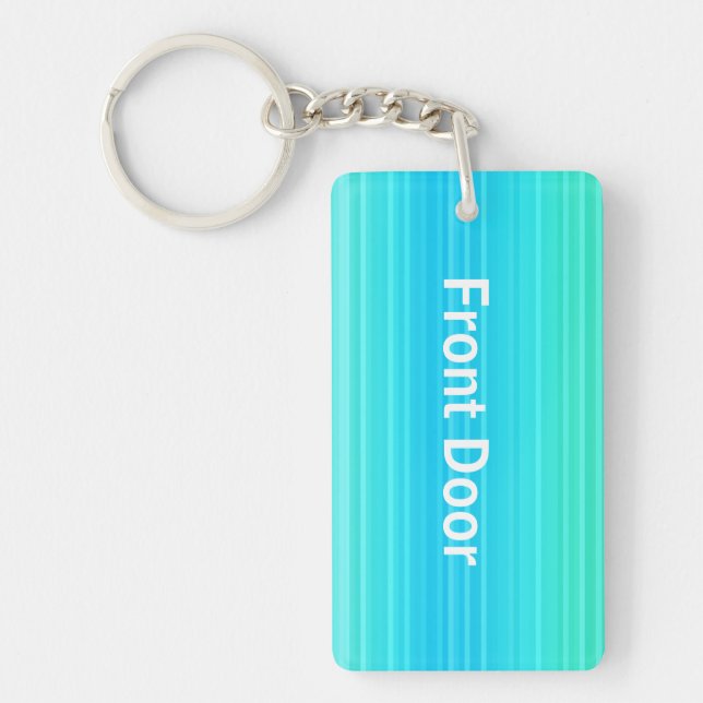 Personalizable Pastel Turquoise Blue Green Pattern Key Ring (Front)