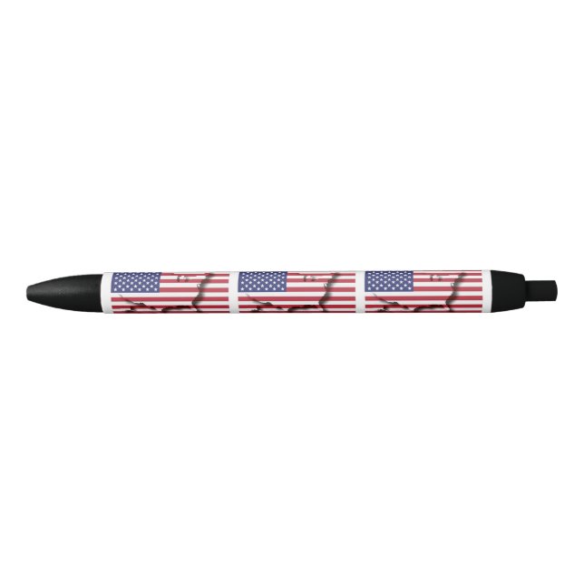 Personalizable | Patriotic | USA Flag Black Ink Pen (Front)