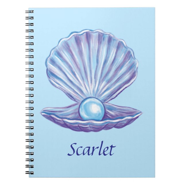 Personalizable Pearl of the Ocean (Blue)  Notebook (Front)