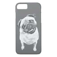 Personalizable Pencil Drawn Pug iPhone Case