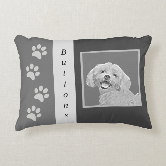 Personalizable Pencil Maltese Dog Accent Pillow (Front)