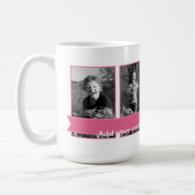 Personalizable Photo Mug Pink Banner (Left)