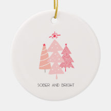 Personalizable Pink Tree Sobriety Christmas