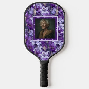 Personalizable Purple Lilies Petal Kids’ Birthday Pickleball Paddle