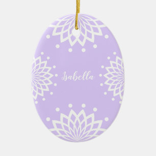 Personalizable Purple White Simple Vintage Easter Ceramic Tree Decoration