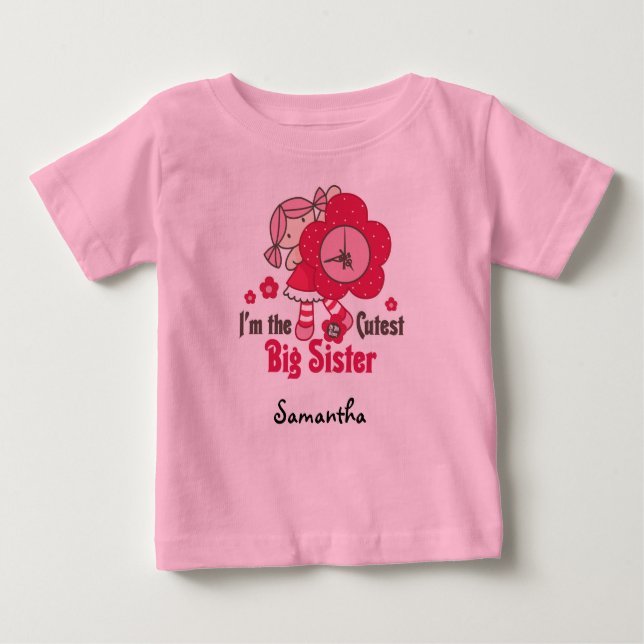 Personalizable Rag Doll Cutest Big Sister Baby T-Shirt (Front)