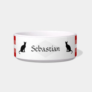 Personalizable Red and White Cat Food Bowl