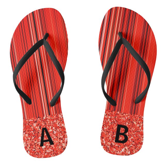 Personalizable Red Black White Jandals (Footbed)