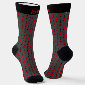 Personalizable Red Violin Pattern Socks