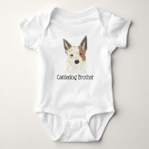 Personalizable Red White Cattledog Heeler Baby Bodysuit