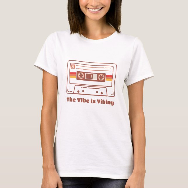 Personalizable Retro Cassette Tape Tshirt Vibes (Front)