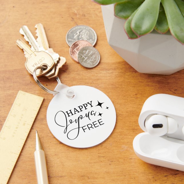 Personalizable Sobriety Keepsake Happy Joyous Free Key Ring (Desk)
