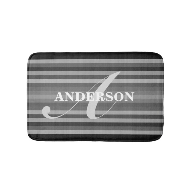 Personalizable Stripes Bath Mat (Front)