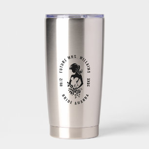 Personalizable Text Bride with Flowers Silhouette  Insulated Tumbler