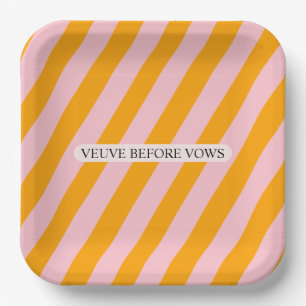 Personalizable Veuve Before Vows Pink and Orange  Paper Plate