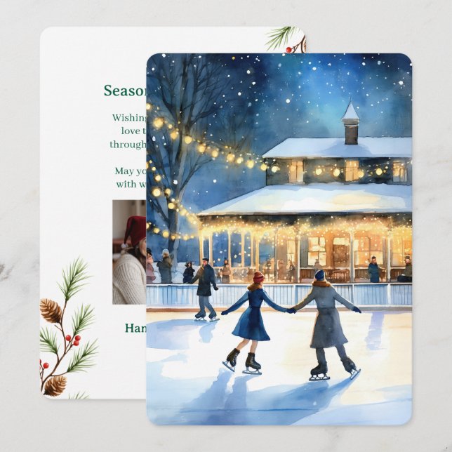 Personalizable Vintage  Flat Holiday Card  (Front/Back)
