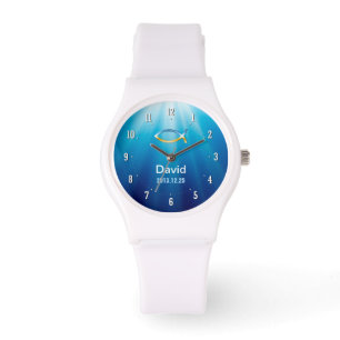 Personalizable Watch with Christian Fish Symbol
