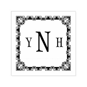 Personalizable with three-letter Monogram Self-inking Stamp