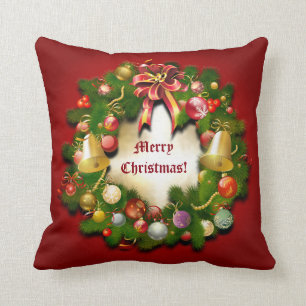 Personalizable Xmas Wreath Cushion